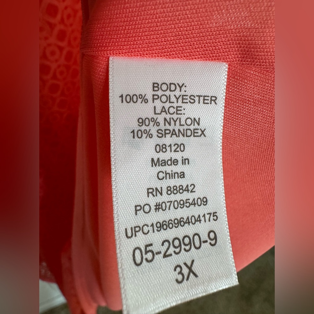 Catherines size 3x coral lace Cold Shoulder Midi Dress - Picture 4 of 6